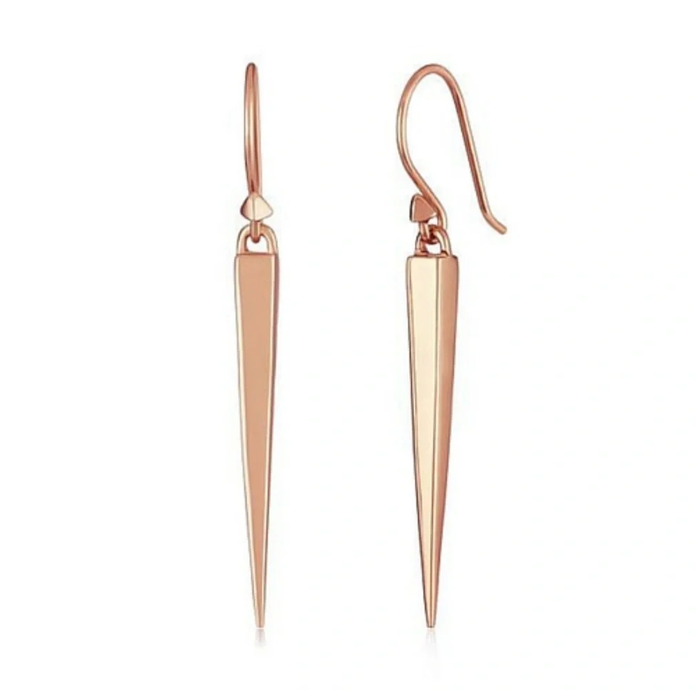 Melinda Maria Drop Pyramid Dagger Earrings 14K Gold Plated